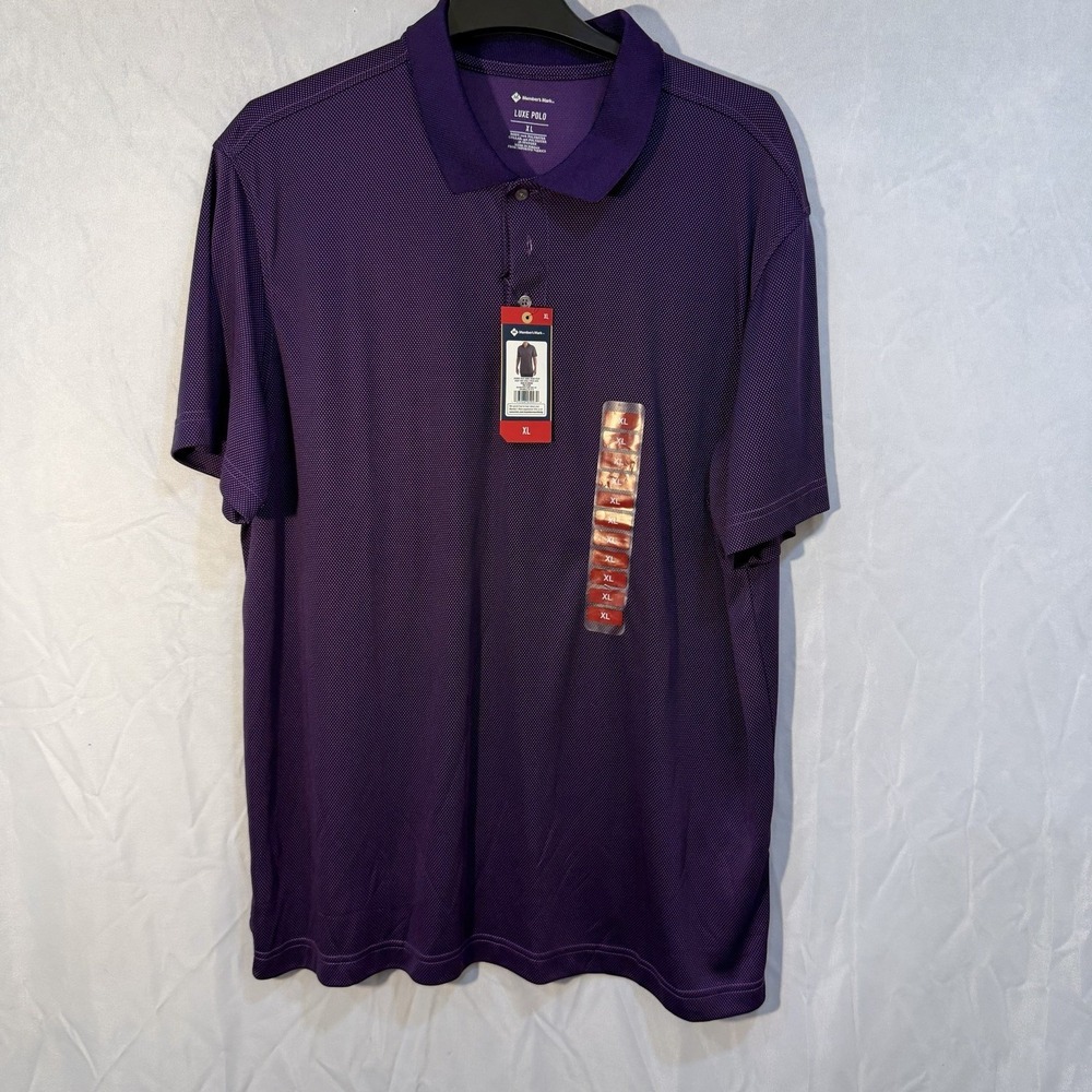 Members Mark Lux Short Sleeve Polo Purple Stretch XL Moisture‎ Wick Golf Polo